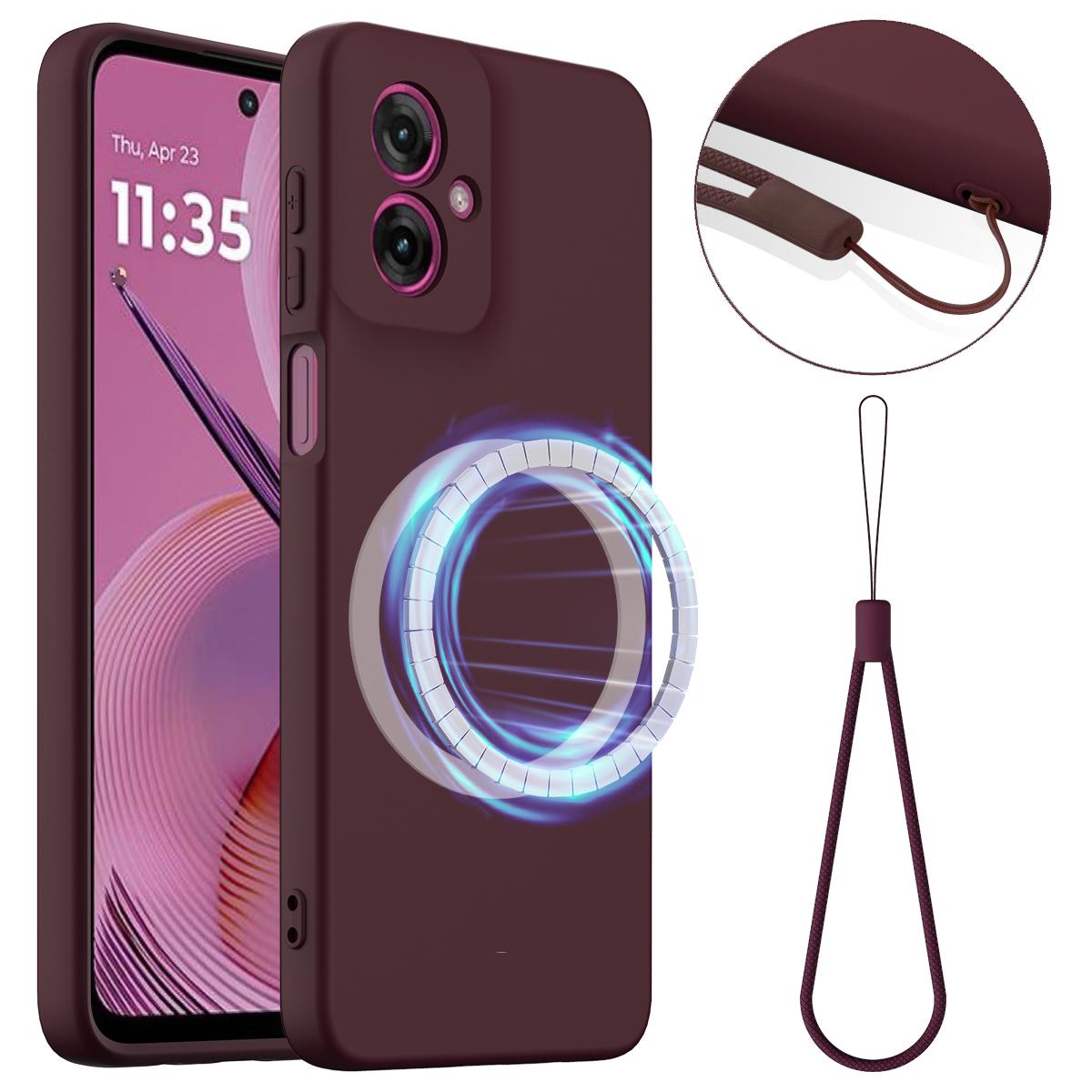 Motorola Moto G55 5G Shockproof Silicone MagSafe Phone Case with Microfibre Lining Magnetic Cover