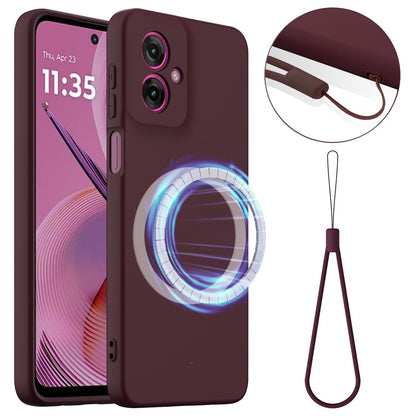 Motorola Moto G55 5G Shockproof Silicone MagSafe Phone Case with Microfibre Lining Magnetic Cover
