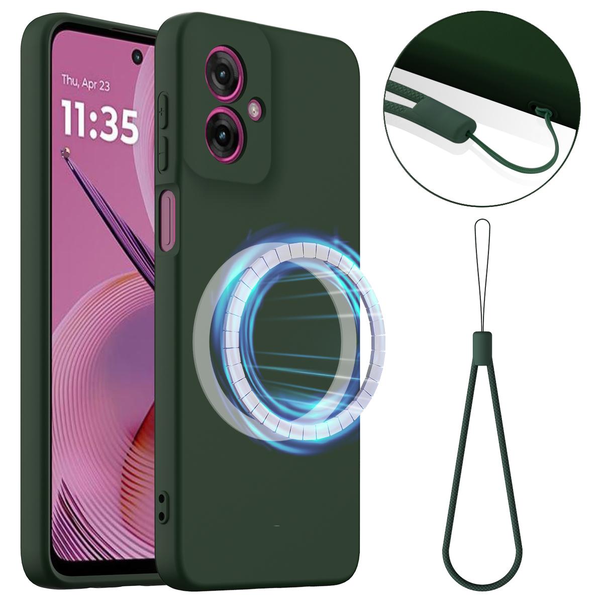 Motorola Moto G55 5G Shockproof Silicone MagSafe Phone Case with Microfibre Lining Magnetic Cover