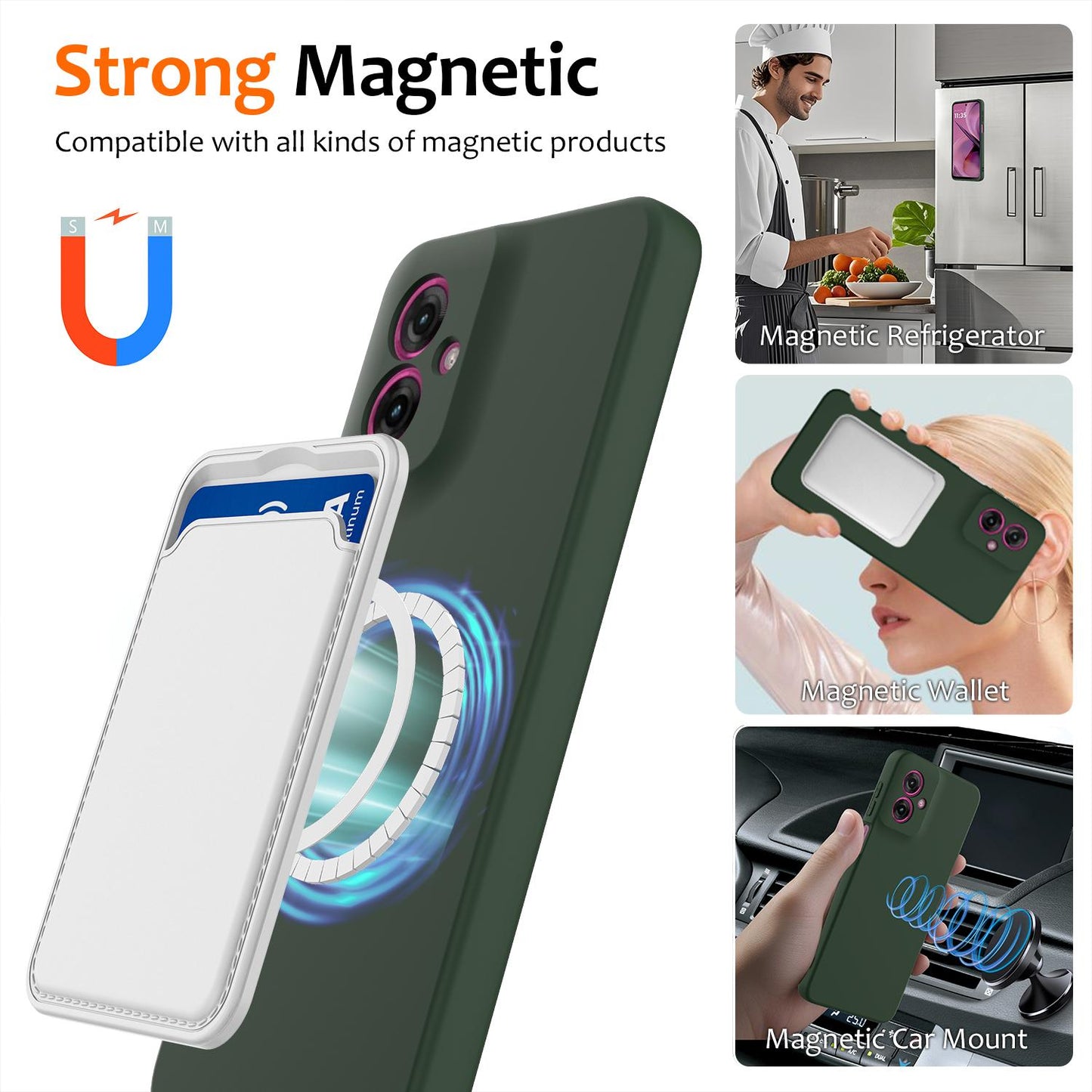 Motorola Moto G55 5G Shockproof Silicone MagSafe Phone Case with Microfibre Lining Magnetic Cover