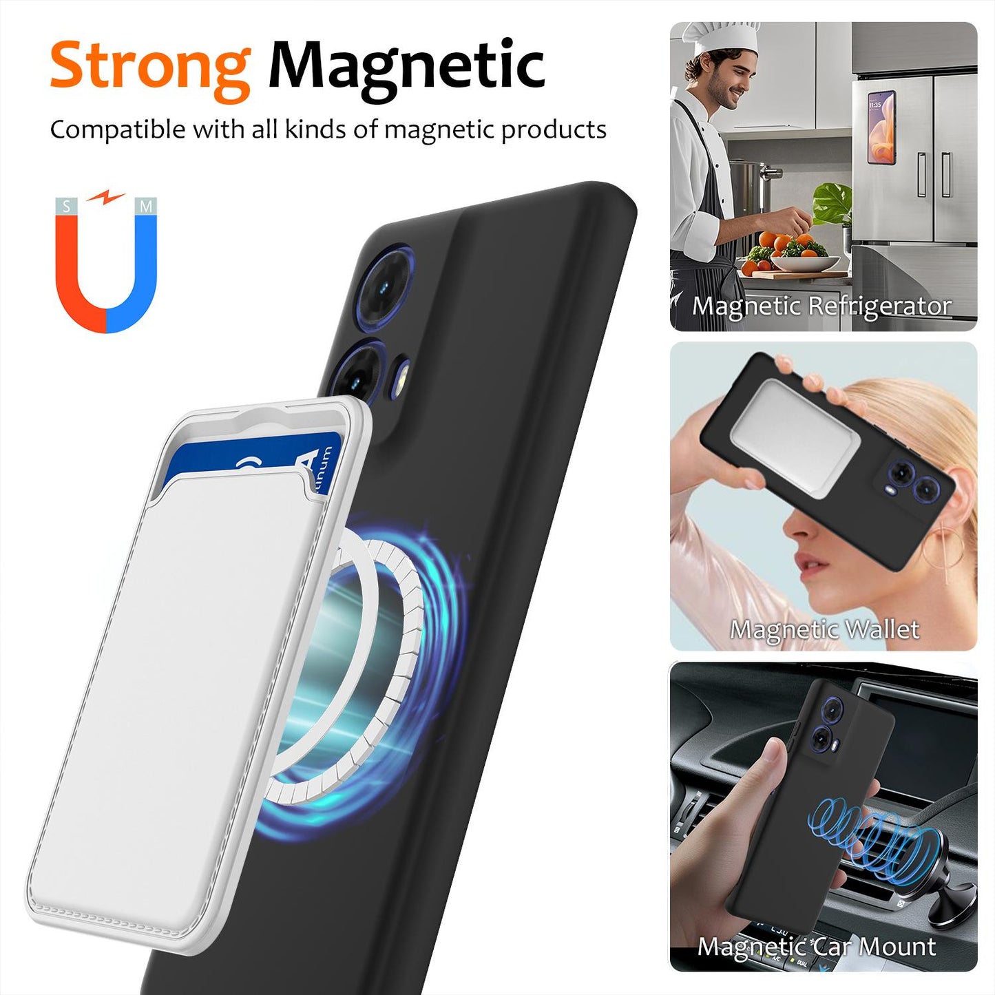Motorola Moto G45 5G Shockproof Silicone MagSafe Phone Case with Microfibre Lining Magnetic Cover