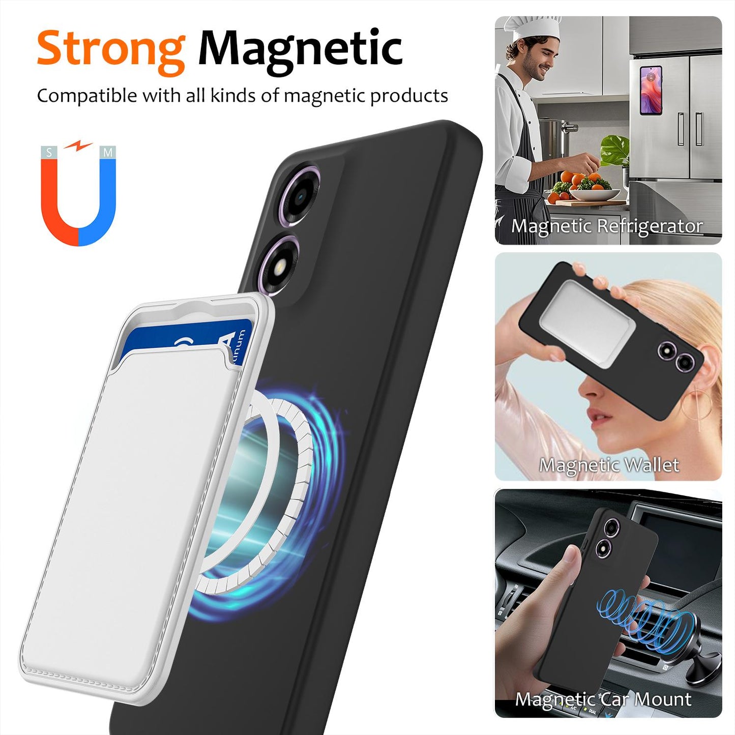 Motorola Moto G04 Shockproof Silicone MagSafe Phone Case with Microfibre Lining Magnetic Cover