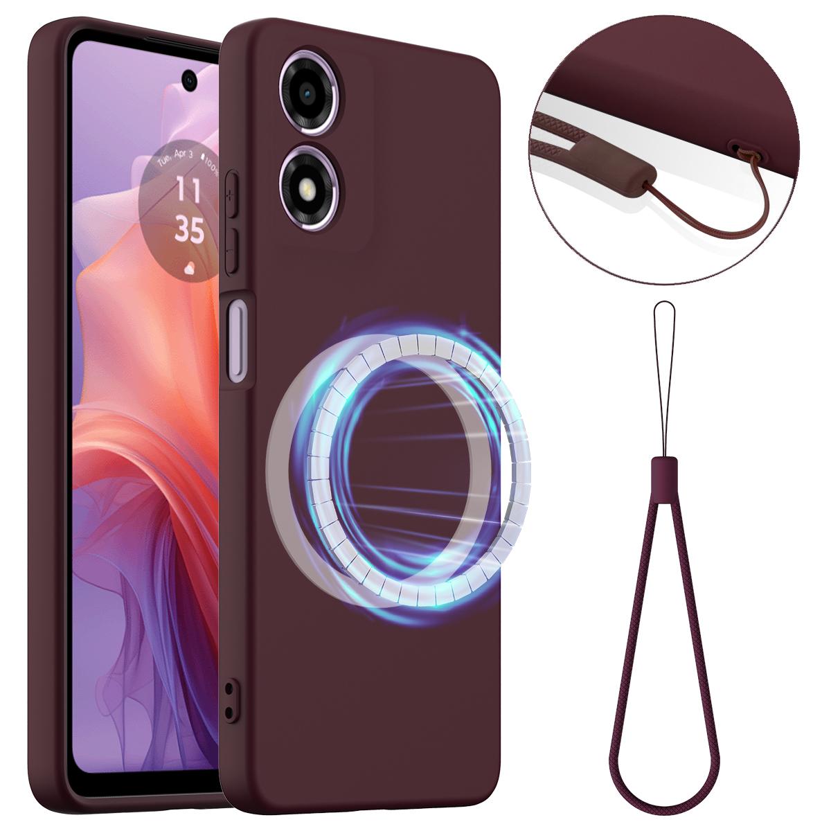 Motorola Moto G04 Shockproof Silicone MagSafe Phone Case with Microfibre Lining Magnetic Cover