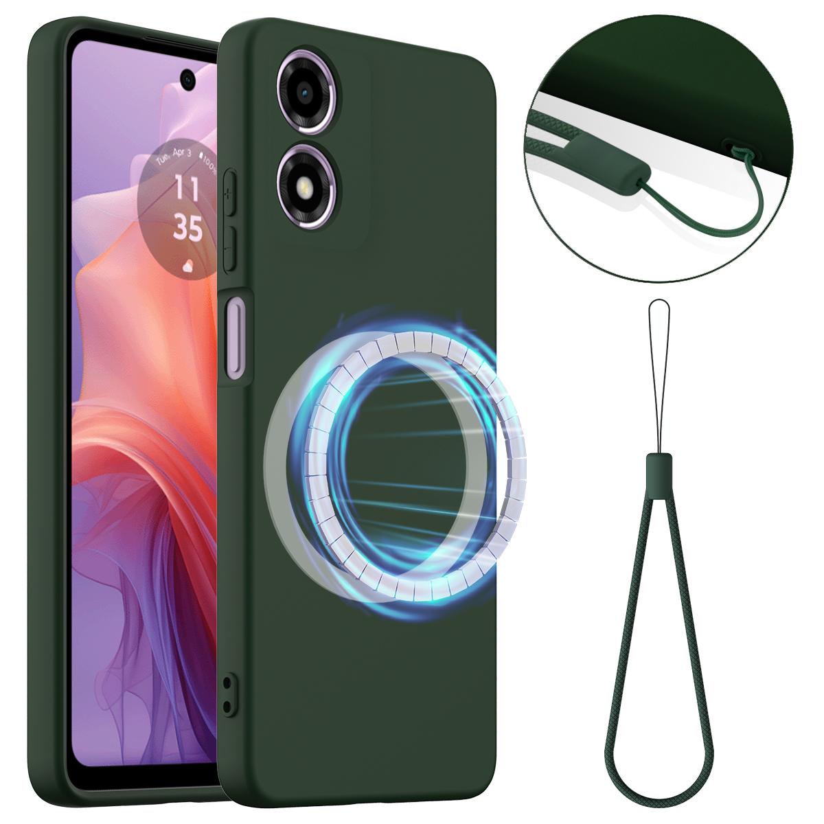 Motorola Moto G04 Shockproof Silicone MagSafe Phone Case with Microfibre Lining Magnetic Cover