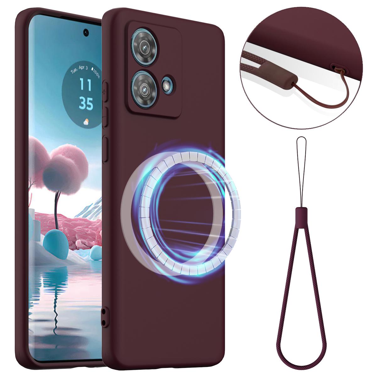 Motorola Moto G84 Shockproof Silicone MagSafe Phone Case with Microfibre Lining Magnetic Cover