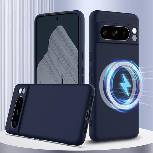 Google Pixel 8 Pro Shockproof Silicone MagSafe Phone Case with Microfibre Lining Magnetic Cover