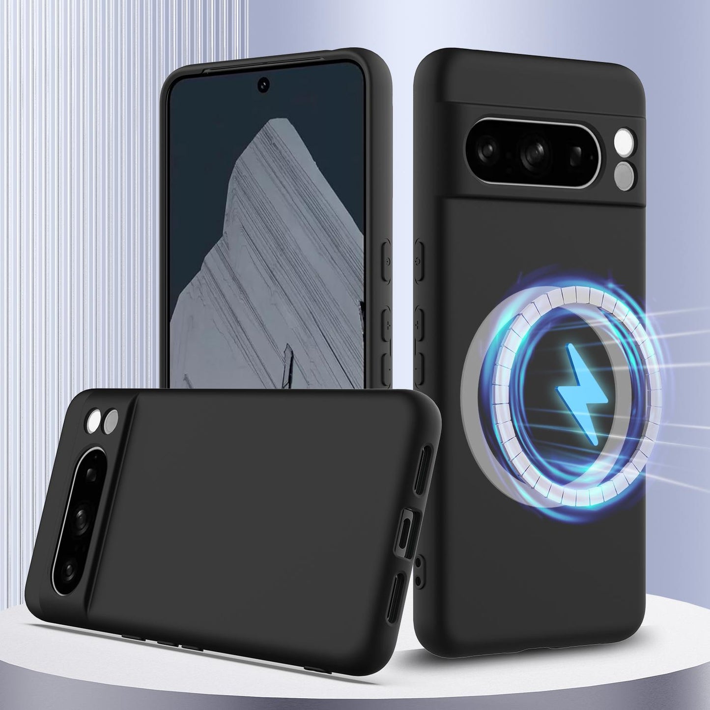 Google Pixel 8 Pro Shockproof Silicone MagSafe Phone Case with Microfibre Lining Magnetic Cover