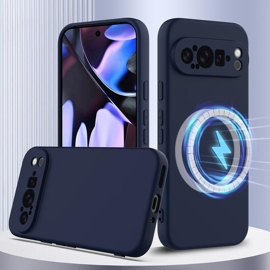 Google Pixel 9 Pro Shockproof Silicone MagSafe Phone Case with Microfibre Lining Magnetic Cover