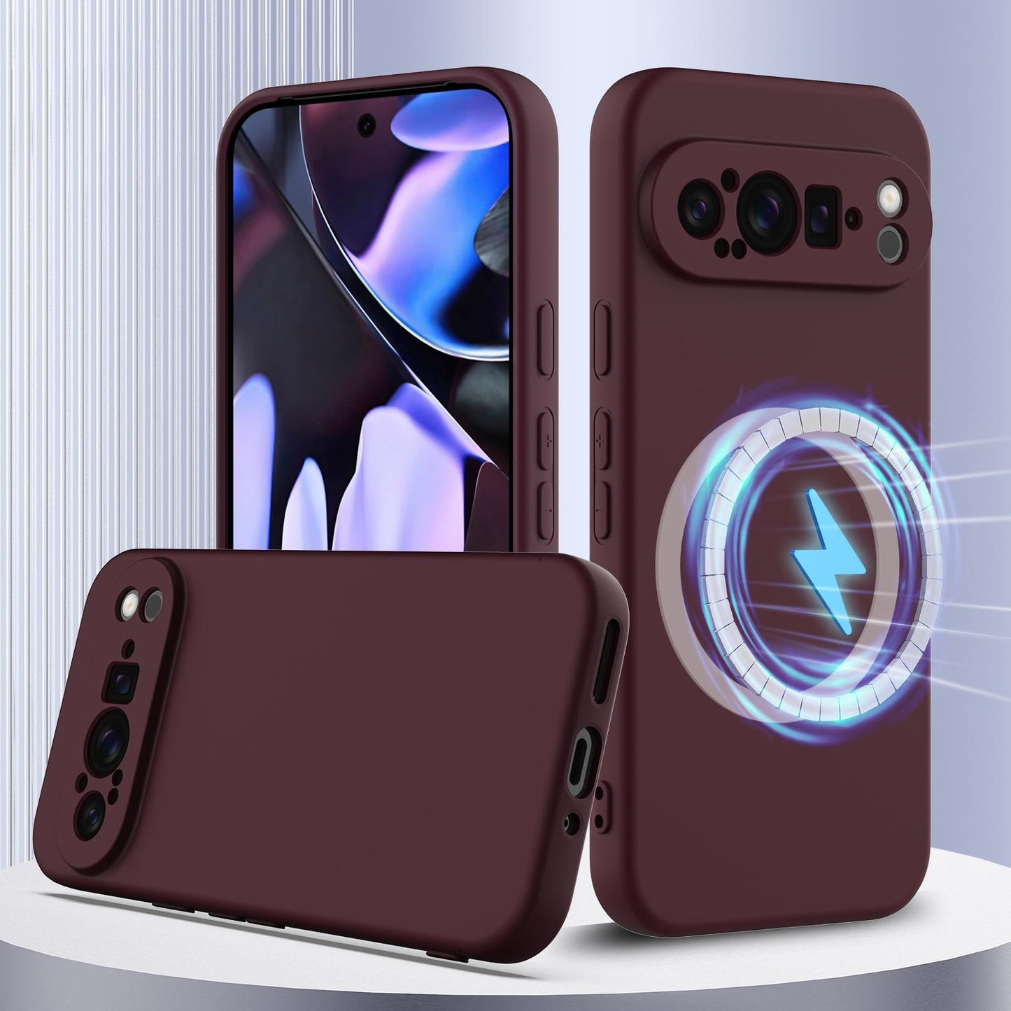 Google Pixel 9 Pro Shockproof Silicone MagSafe Phone Case with Microfibre Lining Magnetic Cover