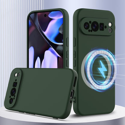 Google Pixel 9 Pro Shockproof Silicone MagSafe Phone Case with Microfibre Lining Magnetic Cover