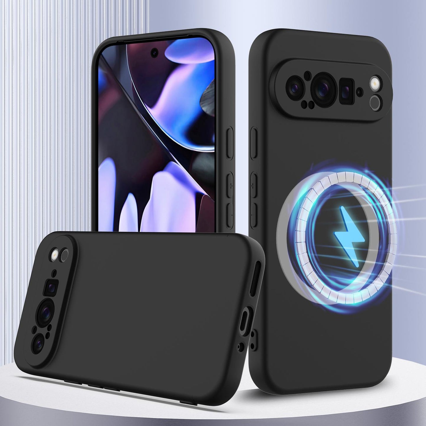 Google Pixel 9 Pro XL Shockproof Silicone MagSafe Phone Case with Microfibre Lining Magnetic Cover