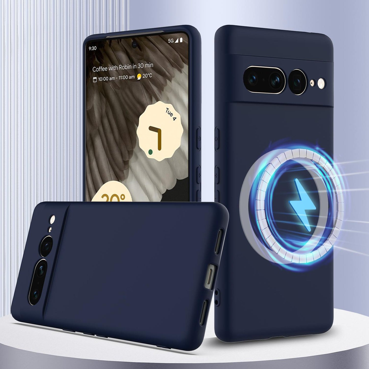 Google Pixel 7 Pro Shockproof Silicone MagSafe Phone Case with Microfibre Lining Magnetic Cover