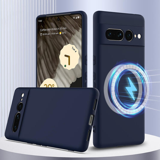 Google Pixel 7 Pro Shockproof Silicone MagSafe Phone Case with Microfibre Lining Magnetic Cover