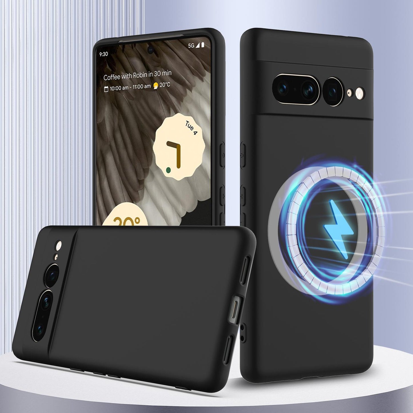 Google Pixel 7 Pro Shockproof Silicone MagSafe Phone Case with Microfibre Lining Magnetic Cover
