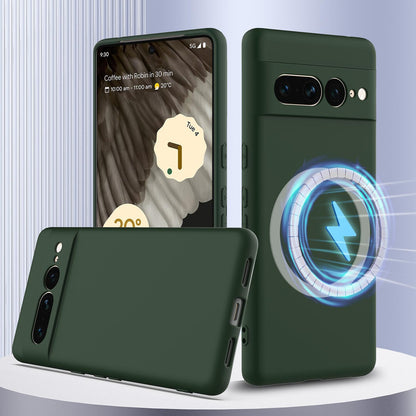 Google Pixel 7 Pro Shockproof Silicone MagSafe Phone Case with Microfibre Lining Magnetic Cover