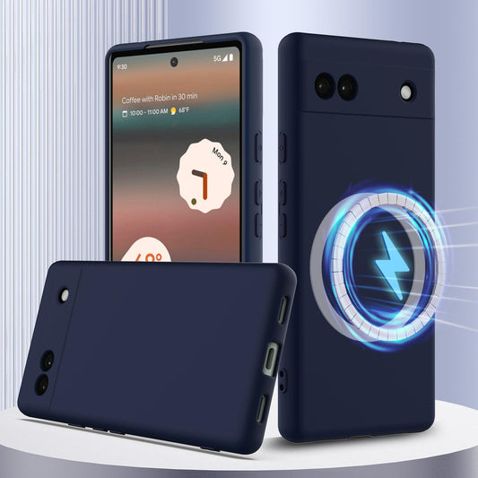 Google Pixel 6a Shockproof Silicone MagSafe Phone Case with Microfibre Lining Magnetic Cover