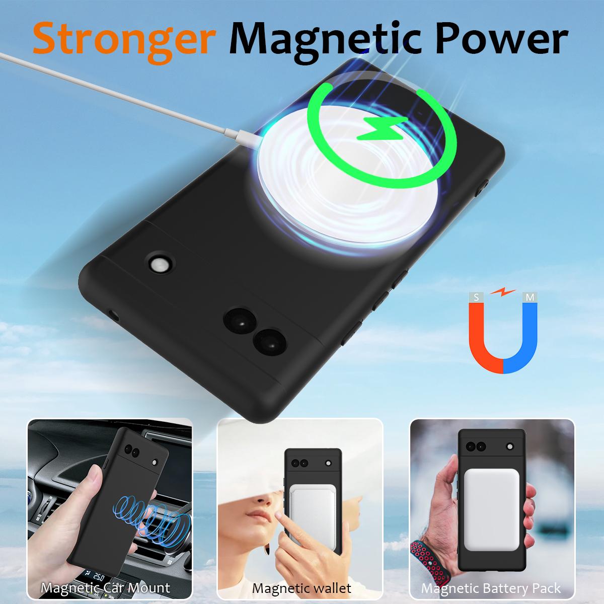 Google Pixel 6a Shockproof Silicone MagSafe Phone Case with Microfibre Lining Magnetic Cover