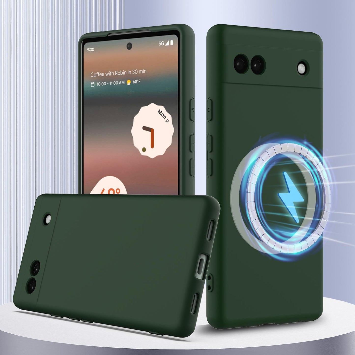 Google Pixel 6a Shockproof Silicone MagSafe Phone Case with Microfibre Lining Magnetic Cover