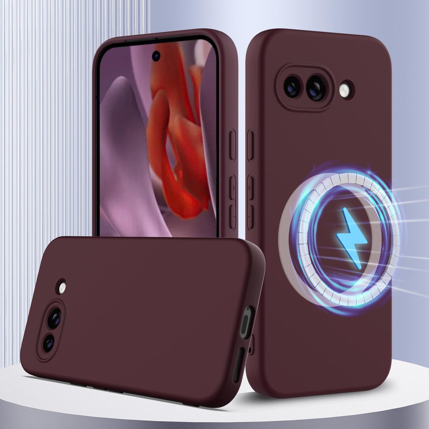 Google Pixel 9a Shockproof Silicone MagSafe Phone Case with Microfibre Lining Magnetic Cover