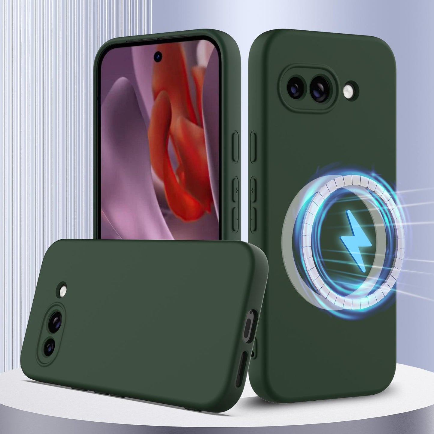 Google Pixel 9a Shockproof Silicone MagSafe Phone Case with Microfibre Lining Magnetic Cover