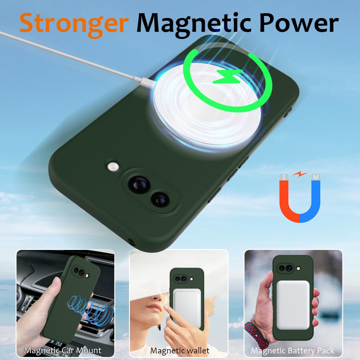 Google Pixel 9a Shockproof Silicone MagSafe Phone Case with Microfibre Lining Magnetic Cover