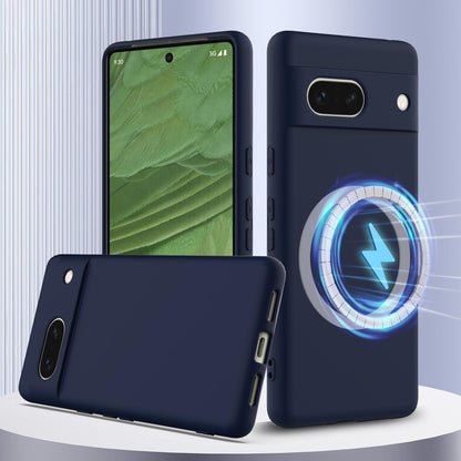 Google Pixel 7a Shockproof Silicone MagSafe Phone Case with Microfibre Lining Magnetic Cover