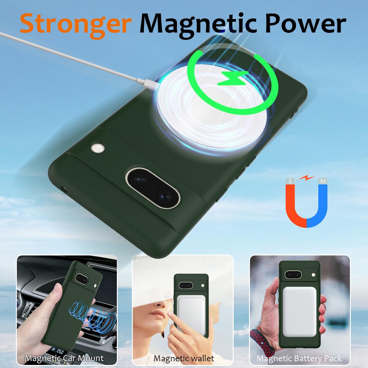 Google Pixel 7a Shockproof Silicone MagSafe Phone Case with Microfibre Lining Magnetic Cover