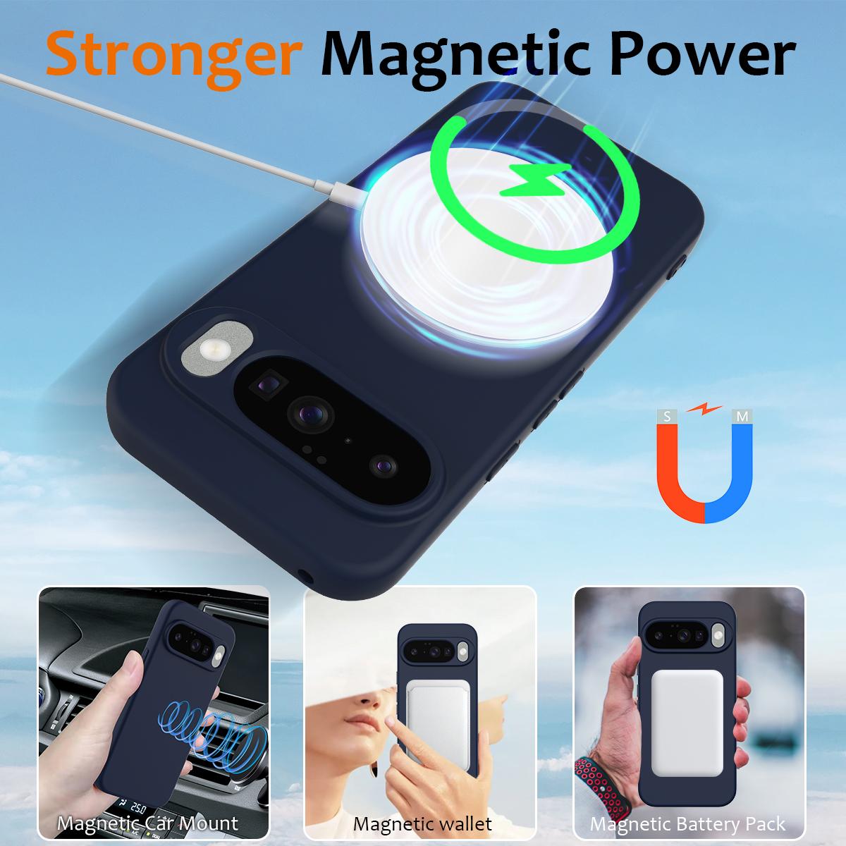Google Pixel 10 Shockproof Silicone MagSafe Phone Case with Microfibre Lining Magnetic Cover