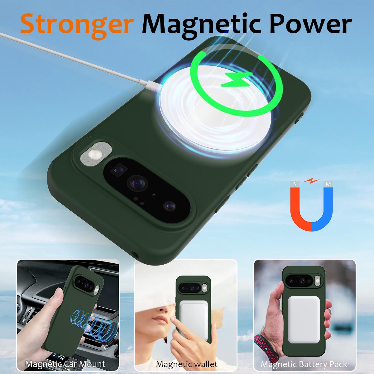 Google Pixel 10 Shockproof Silicone MagSafe Phone Case with Microfibre Lining Magnetic Cover