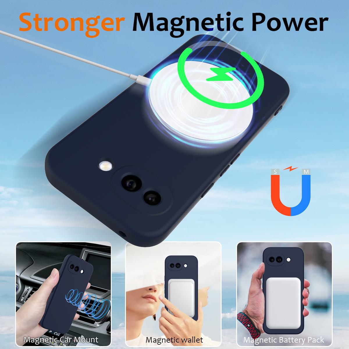 Google Pixel 10a Shockproof Silicone MagSafe Phone Case with Microfibre Lining Magnetic Cover