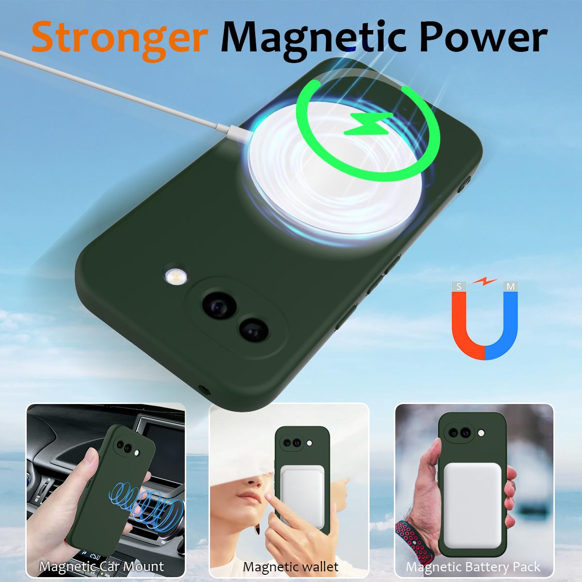 Google Pixel 10a Shockproof Silicone MagSafe Phone Case with Microfibre Lining Magnetic Cover