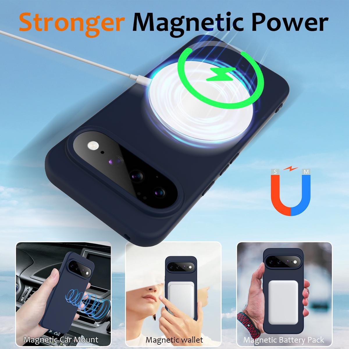 Google Pixel 11 Shockproof Silicone MagSafe Phone Case with Microfibre Lining Magnetic Cover