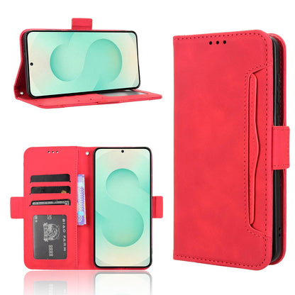 Samsung Galaxy S25 Edge 5G Skin Feel PU Leather Wallet Phone Case with Card Slots, Cash Pocket, Magnetic Closure, Built-In Stand, Full Protection TPU Cover