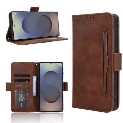 Samsung Galaxy S25 Ultra 5G Skin Feel PU Leather Wallet Phone Case with Card Slots, Cash Pocket, Magnetic Closure, Built-In Stand, Full Protection TPU Cover