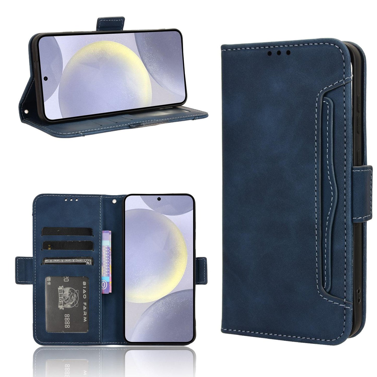 Samsung Galaxy S25+ 5G Skin Feel PU Leather Wallet Phone Case with Card Slots, Cash Pocket, Magnetic Closure, Built-In Stand, Full Protection TPU Cover