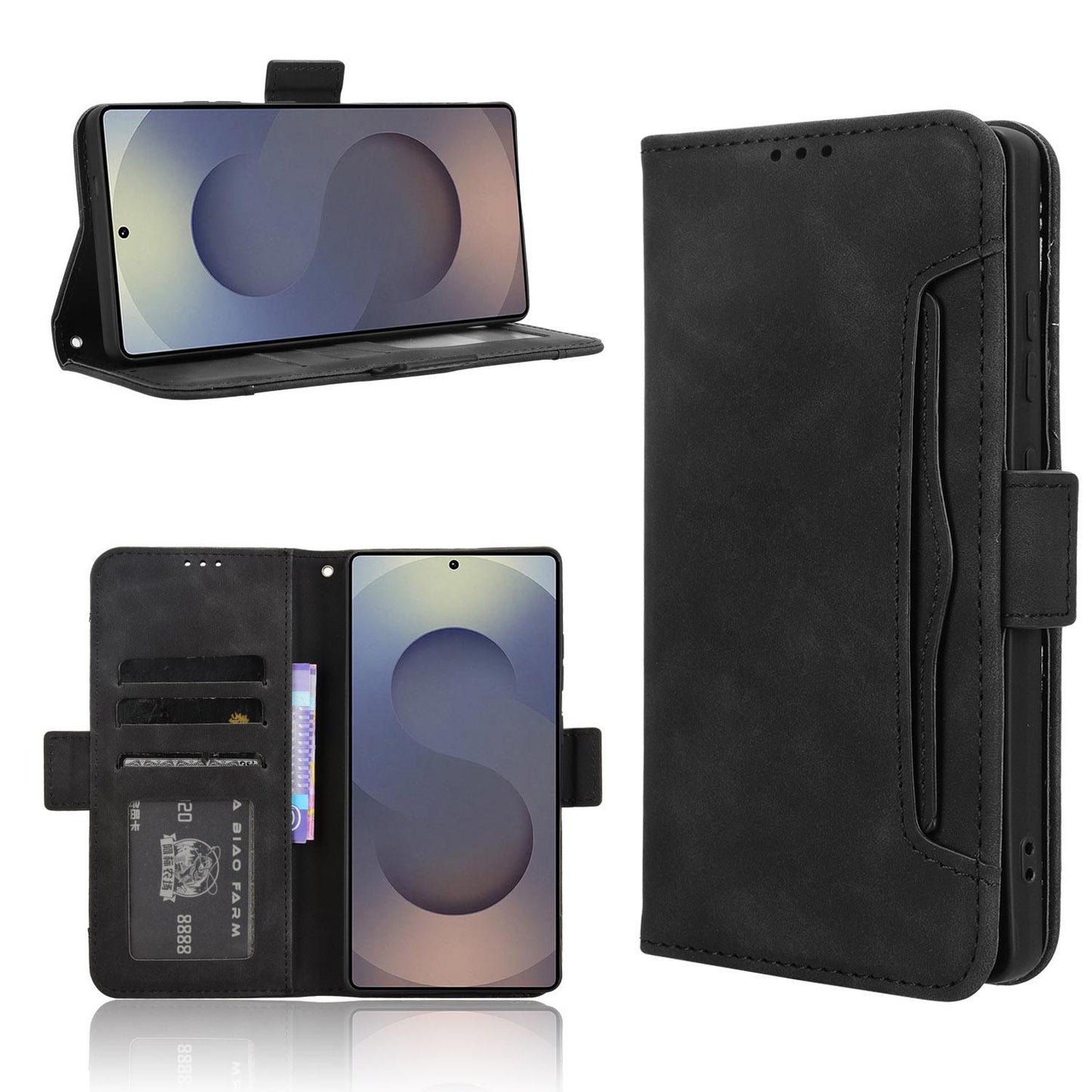 Samsung Galaxy S26 Ultra 5G Skin Feel PU Leather Wallet Phone Case with Card Slots, Cash Pocket, Magnetic Closure, Built-In Stand, Full Protection TPU Cover