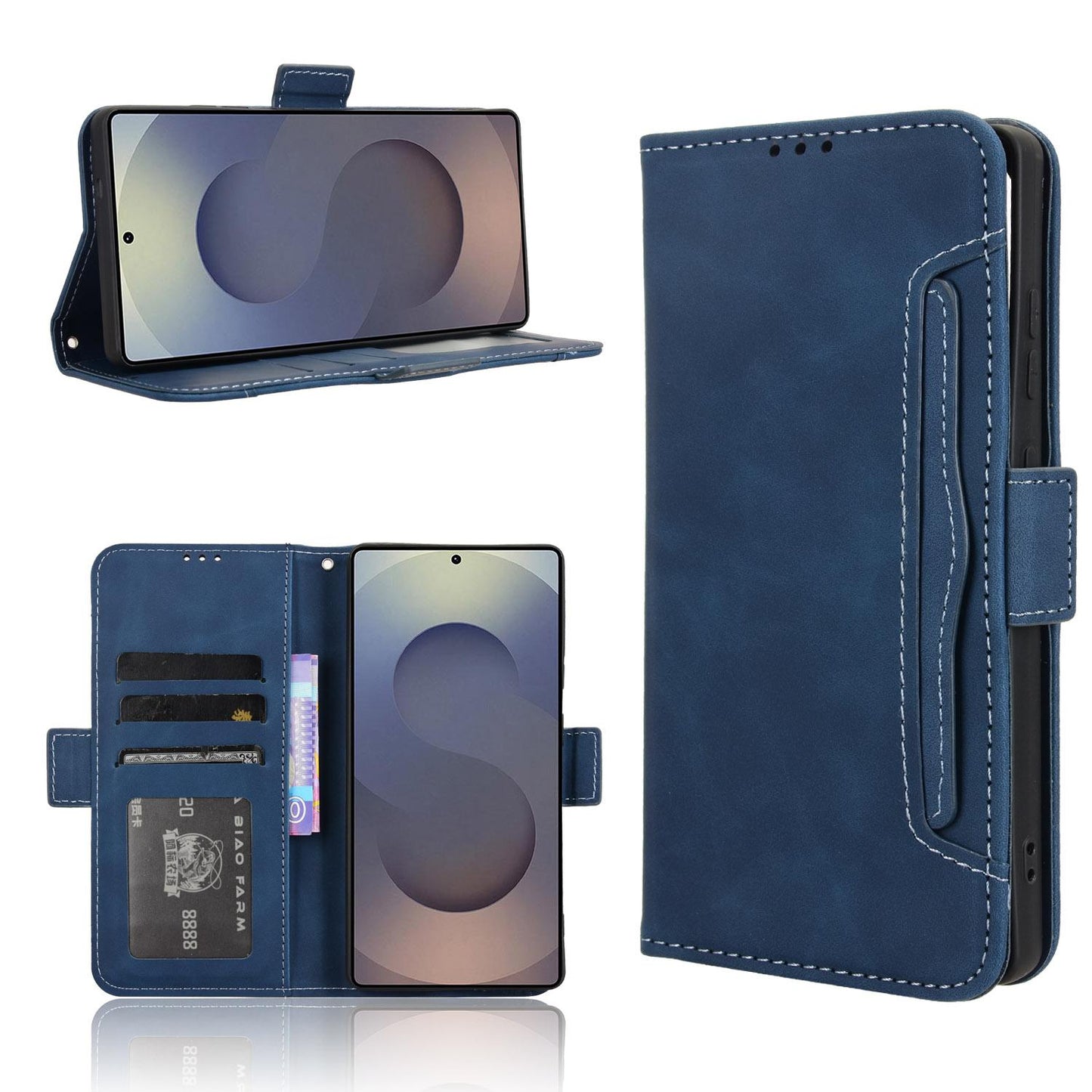 Samsung Galaxy S26 Ultra 5G Skin Feel PU Leather Wallet Phone Case with Card Slots, Cash Pocket, Magnetic Closure, Built-In Stand, Full Protection TPU Cover