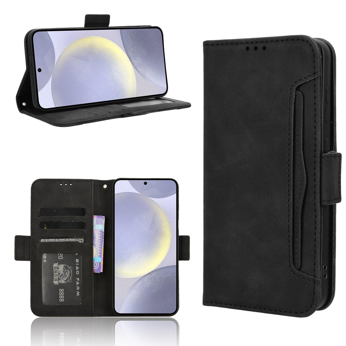 Samsung Galaxy S26 5G Skin Feel PU Leather Wallet Phone Case with Card Slots, Cash Pocket, Magnetic Closure, Built-In Stand, Full Protection TPU Cover
