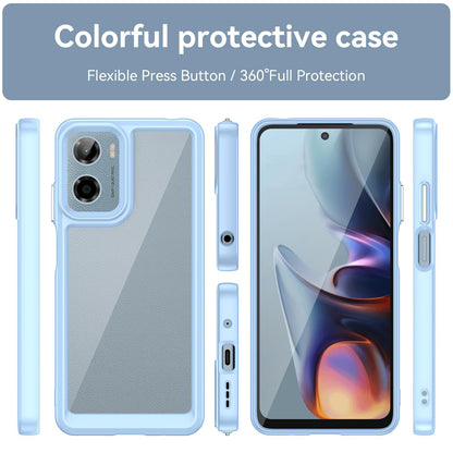 Motorola Moto E15 Acrylic Hybrid TPU Protective Phone Case, Colourful Series Shockproof Cover