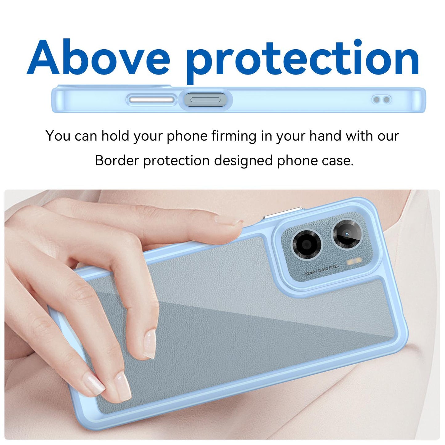 Motorola Moto E15 Acrylic Hybrid TPU Protective Phone Case, Colourful Series Shockproof Cover