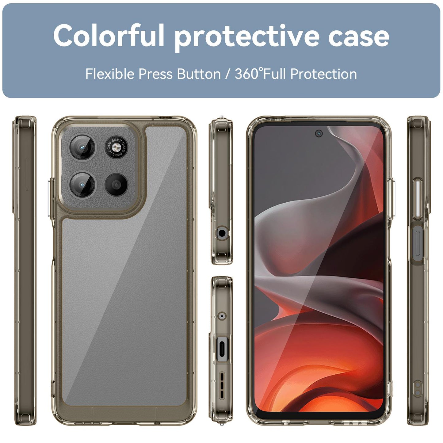 Motorola Moto G15 Acrylic Hybrid TPU Protective Phone Case, Colourful Series Shockproof Cover