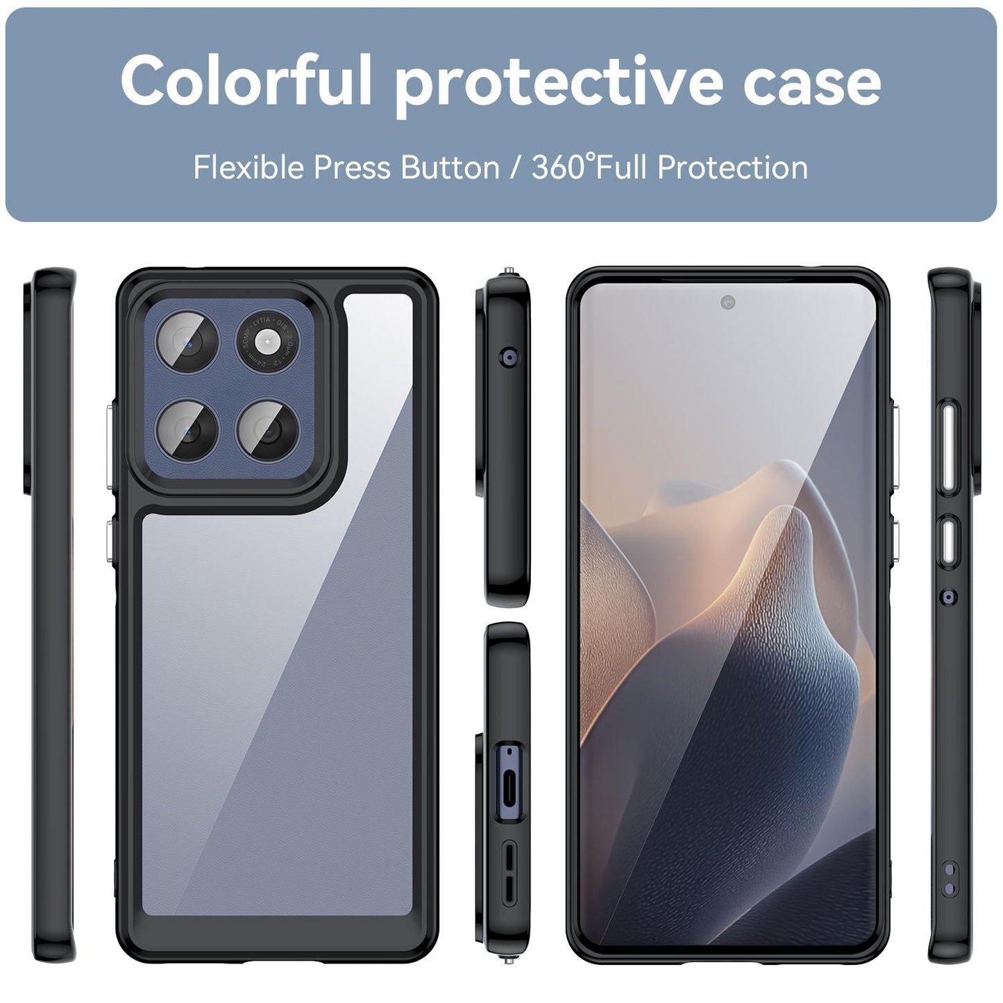 Motorola Edge 60 Fusion Acrylic Hybrid TPU Protective Phone Case, Colourful Series Shockproof Cover
