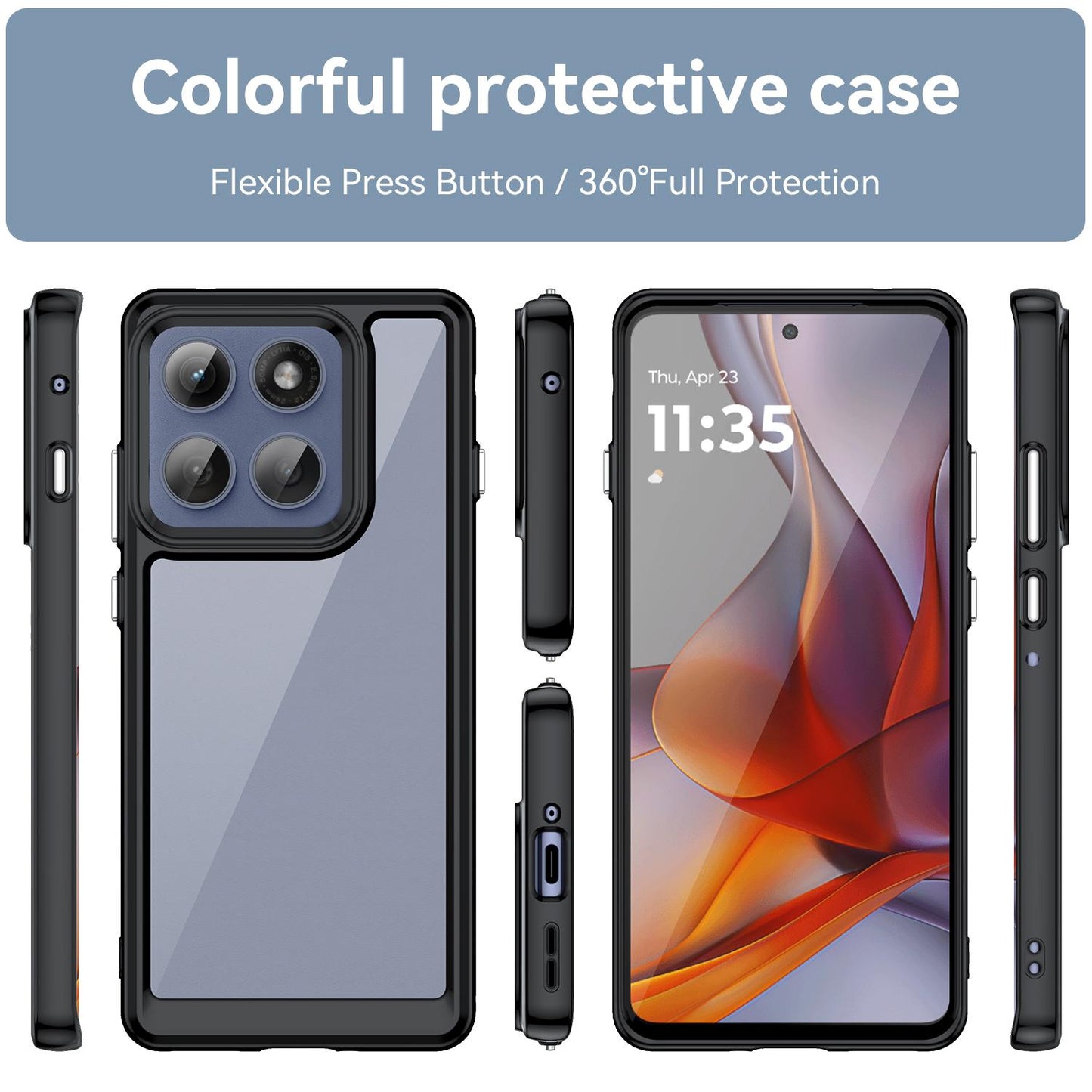 Motorola Edge 60 Pro Acrylic Hybrid TPU Protective Phone Case, Colourful Series Shockproof Cover