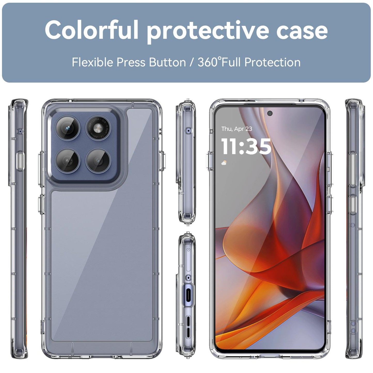 Motorola Edge 60 Pro Acrylic Hybrid TPU Protective Phone Case, Colourful Series Shockproof Cover