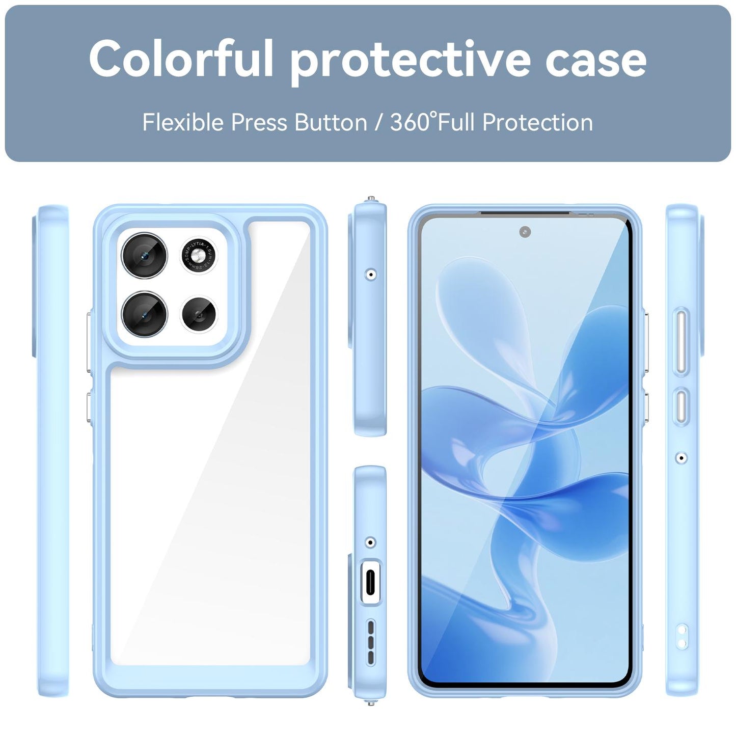 Motorola Moto G86 5G Acrylic Hybrid TPU Protective Phone Case, Colourful Series Shockproof Cover