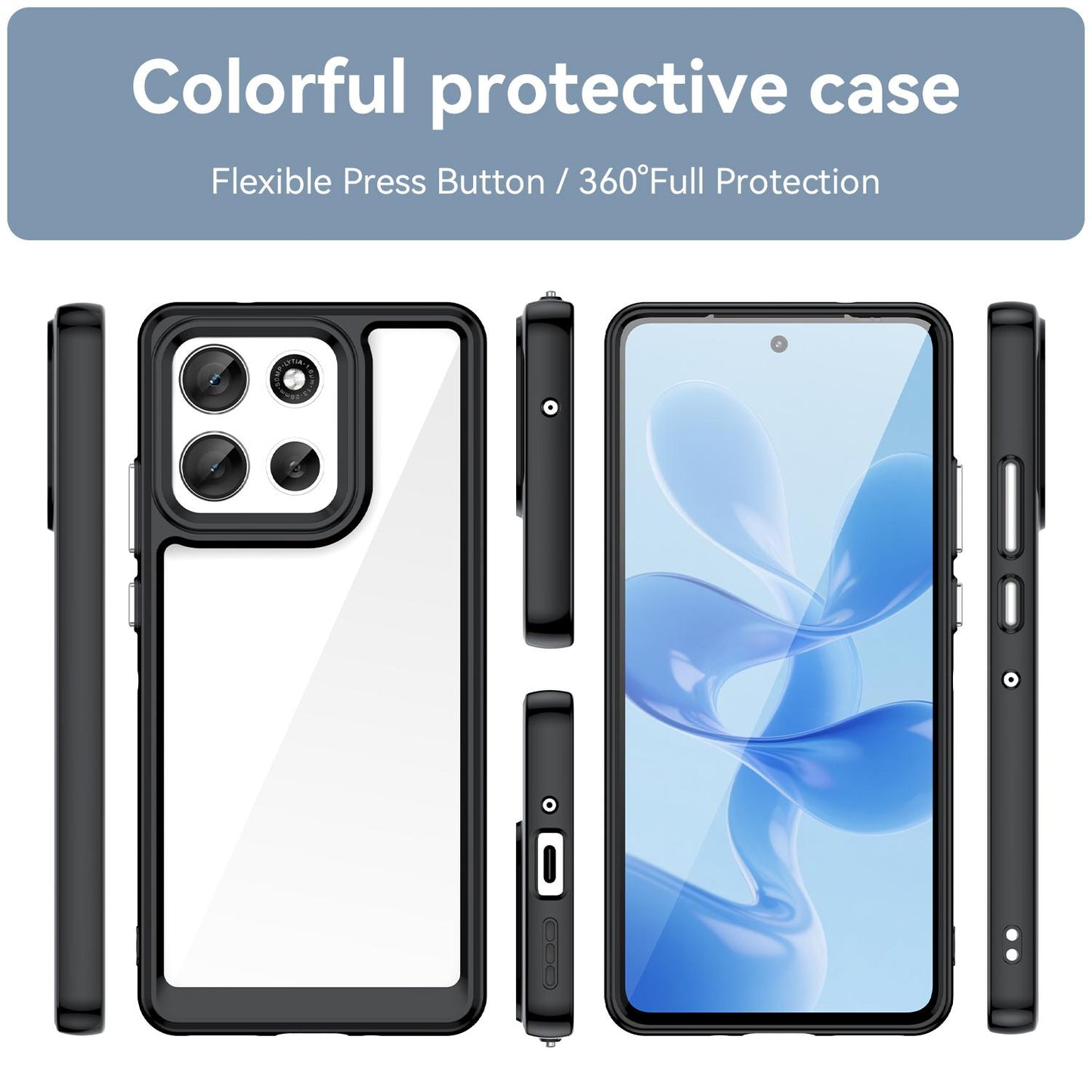 Motorola Moto G100 Pro 5G Acrylic Hybrid TPU Protective Phone Case, Colourful Series Shockproof Cover