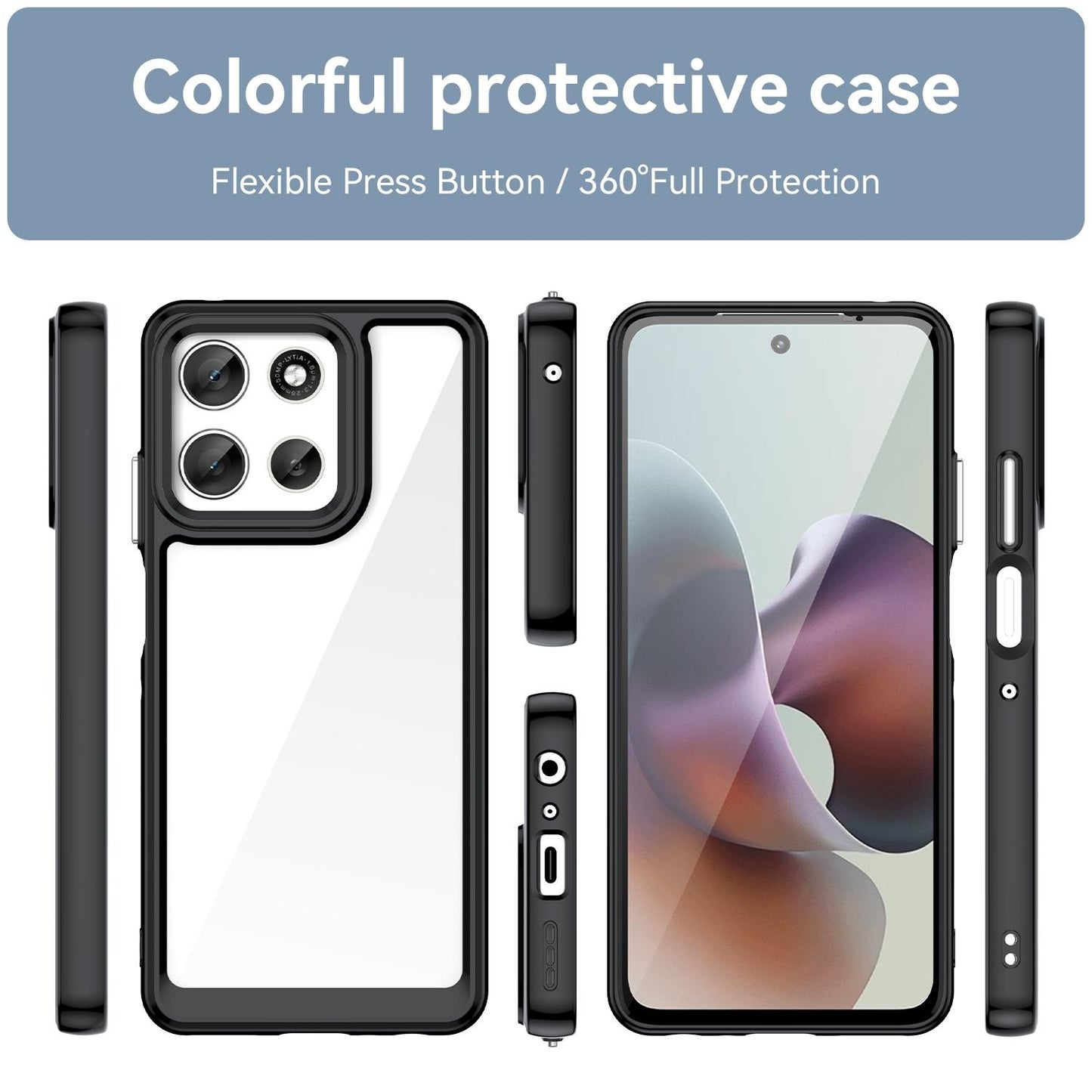 Motorola Moto G56 5G Acrylic Hybrid TPU Protective Phone Case, Colourful Series Shockproof Cover