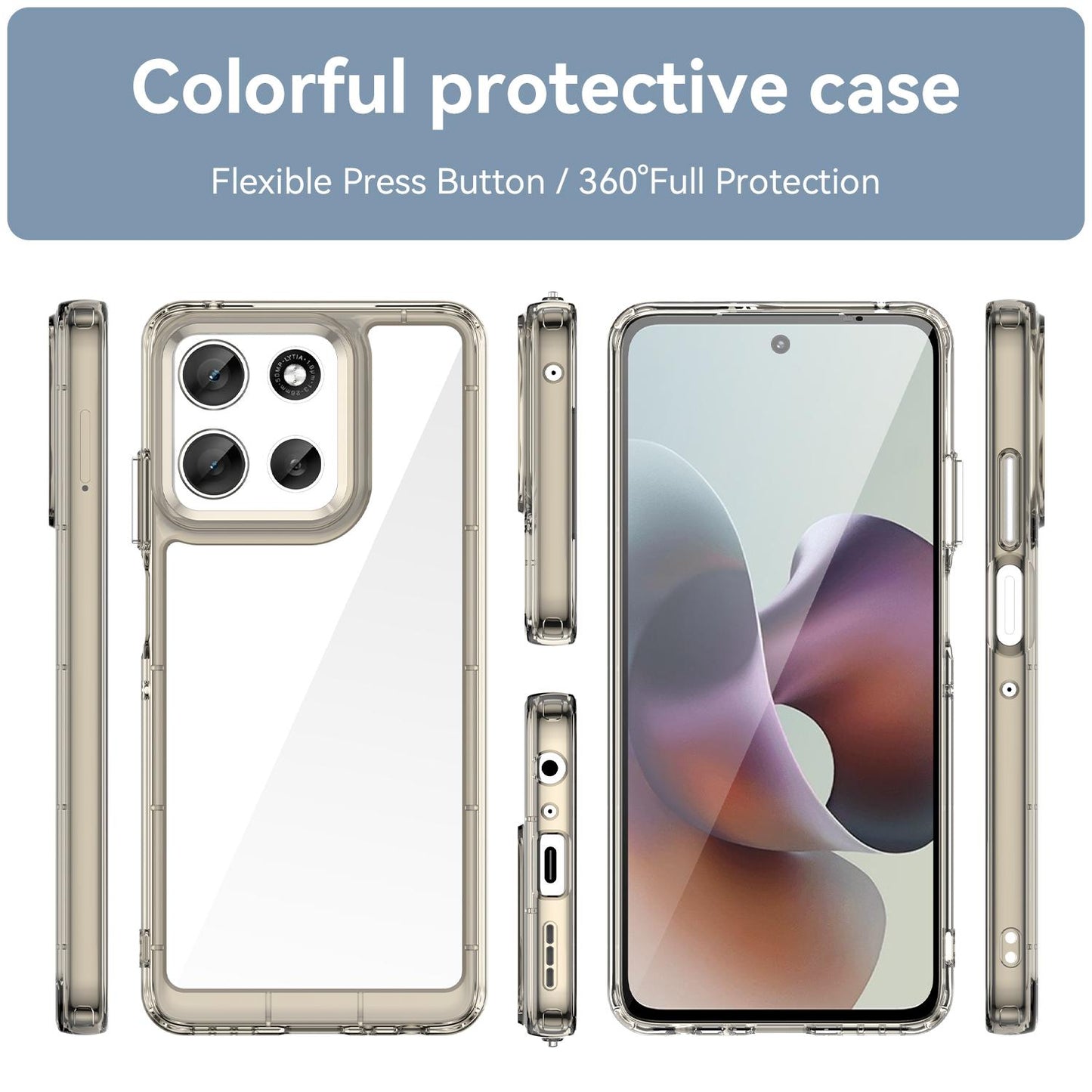 Motorola Moto G56 5G Acrylic Hybrid TPU Protective Phone Case, Colourful Series Shockproof Cover