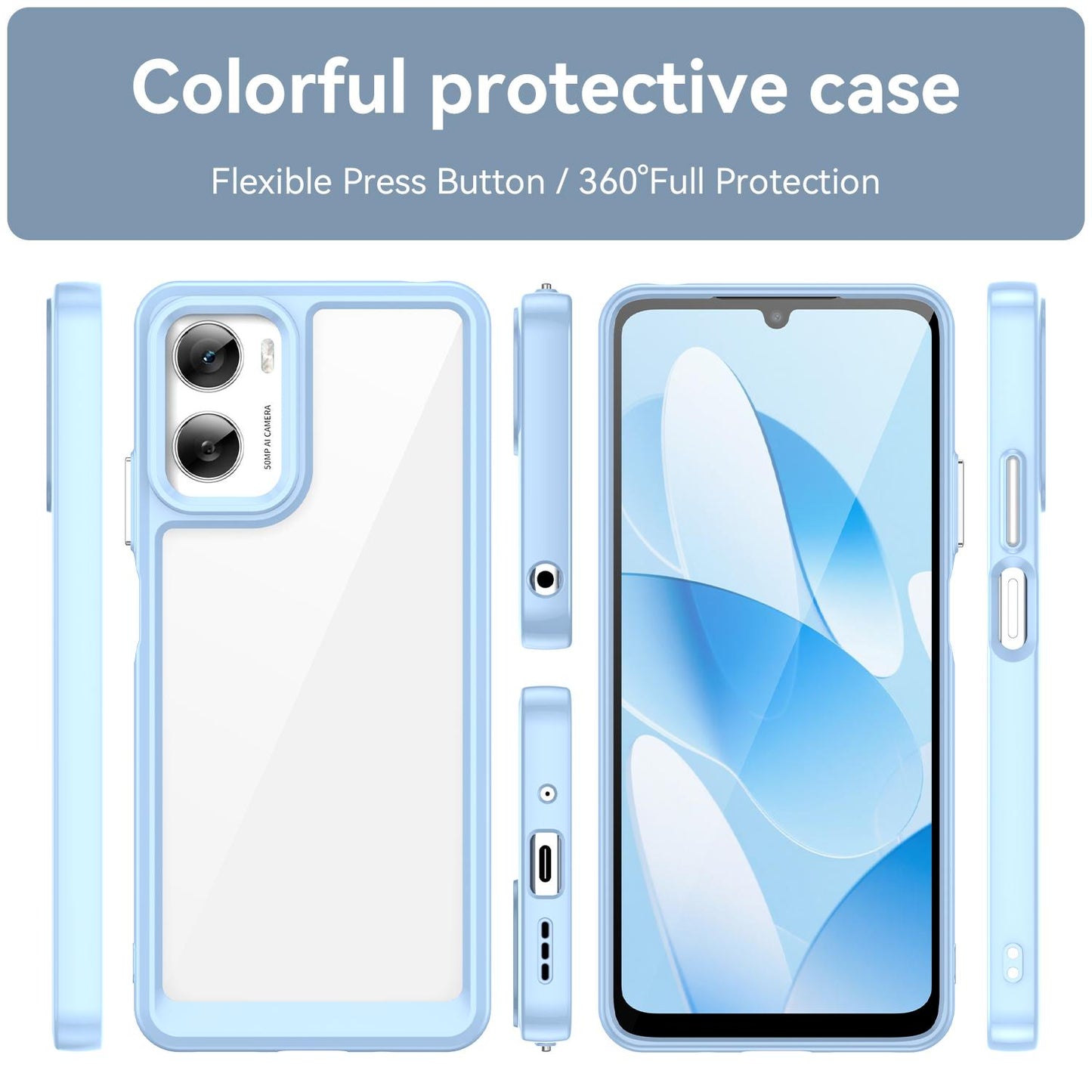 Motorola Moto G06 4G Acrylic Hybrid TPU Protective Phone Case, Colourful Series Shockproof Cover