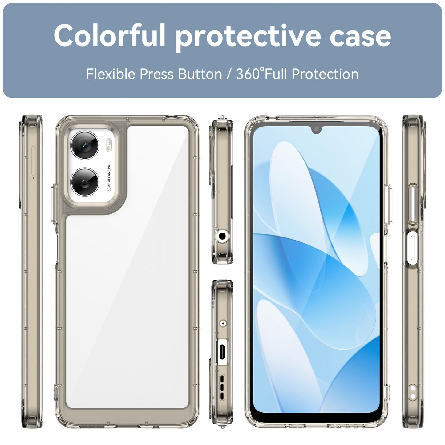 Motorola Moto G06 4G Acrylic Hybrid TPU Protective Phone Case, Colourful Series Shockproof Cover